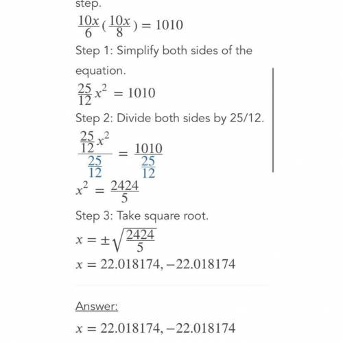 PLEASE HELP!!
show work please
The solution of (10 x/6)(10 x/8) = 1010 is