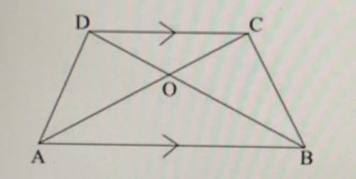Help please!

The figure below shows a trapezoid, ABCD, having side AB parallel to side DC. The di