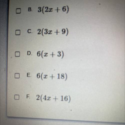 Select all the expressions that are equivalent to 3x + 9 + 3.0 + 9.,
Please help