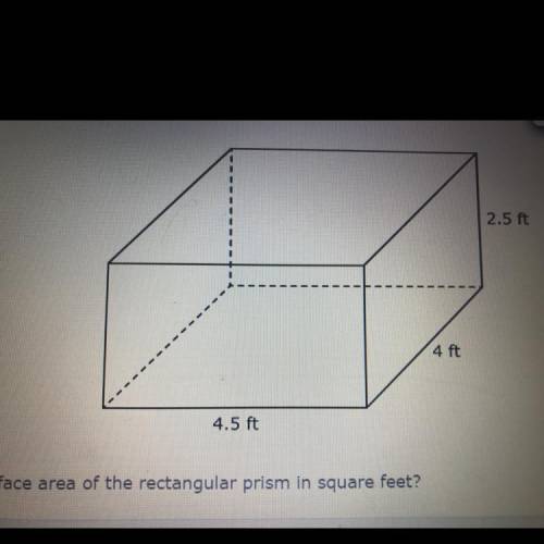 What is the total surface area of the rectangular prism in square feet?

39.25 ft?
© 45 ft?
B 78.5