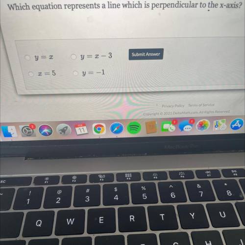 Which equation is perpendicular to the x axis