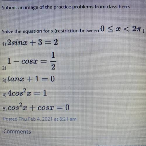 Solve the equations for x
