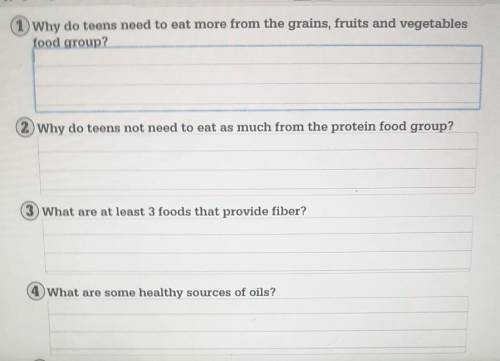 Pls help due today in 30 mins

1 Why do teens need to eat more from the grains, fruits and vegetab