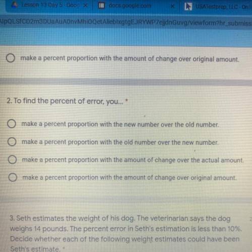 To find the percent of error