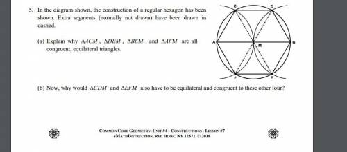 5. In the diagram shown, the construction of a regular hexagon has been
 

shown. Extra segments (n