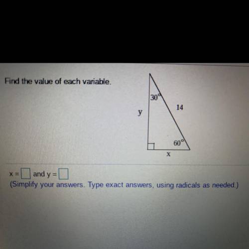 Find the value of each variable 
X=
Y=