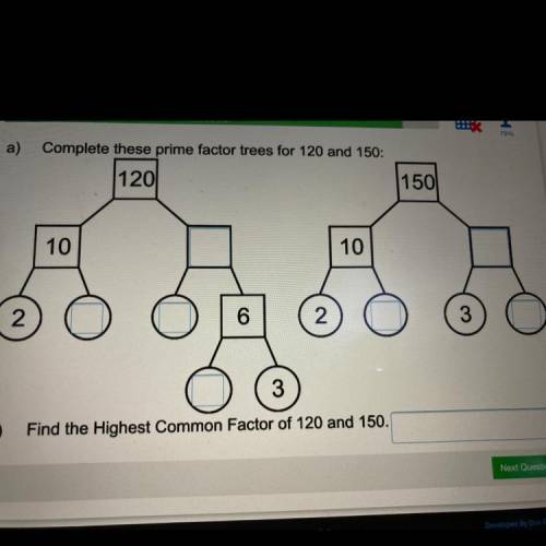 Complete these Primes Factor trees for 120 and 150