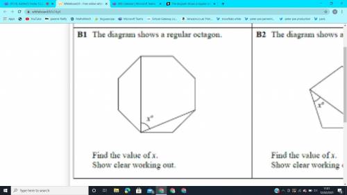 The diagram shows a regular octagon
find the value of x