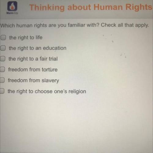 Which human rights are you familiar with? Check all that apply.

the right to life
the right to an