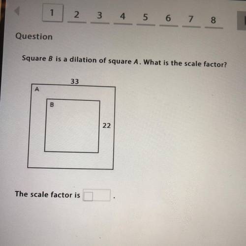 Square B is a dilation of square A. What is the scale factor?