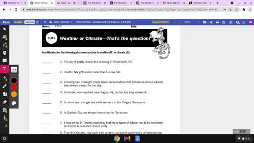 Plzzzzzz help climate ofr weather example 1 climate