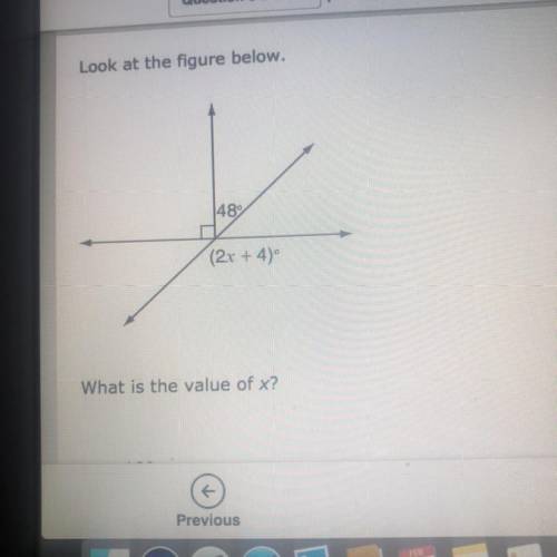 Look at the figure below.
What is the value of x?
