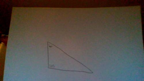 Find the missing angle measure of the triangle below.

A triangle with 60 and 105 degree angles, a
