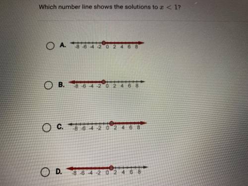 Which number line shows the solution to x < 1?