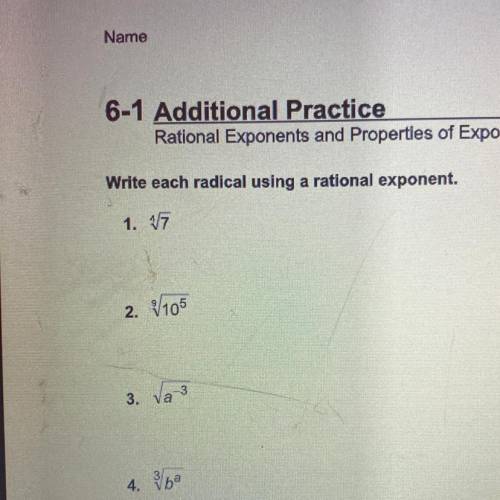 Write each radical using a rational exponent. 
please help