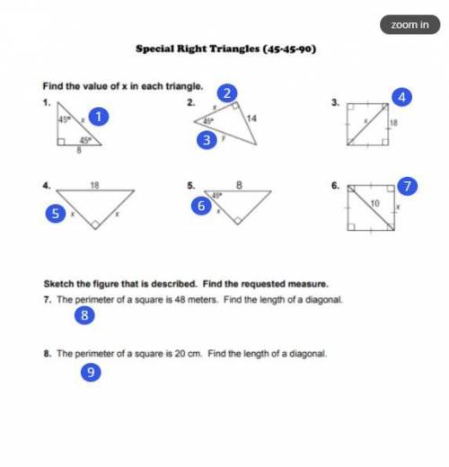 Help with Geometry 
Special Right Triangles 45-45-90