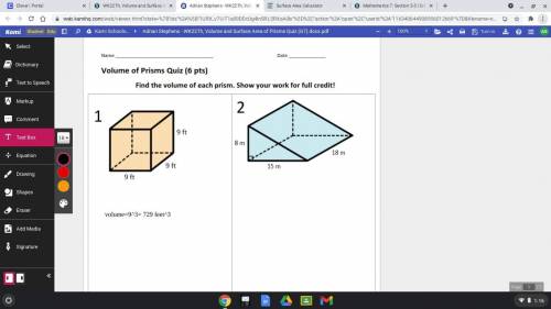 Find the volume of each prism. Show your work for full credit!