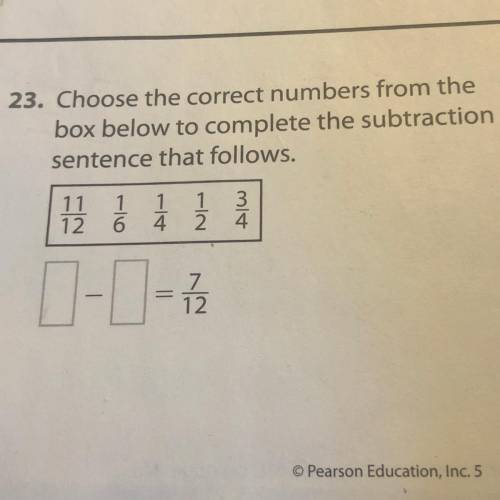 - Choose the correct numbers from the

box below to complete the subtraction
sentence that follows