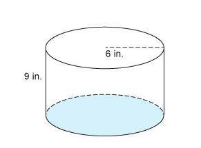 What is the exact volume of the cylinder?

54π in³
108π in³
162π in³
324π in³