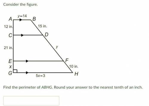 Find the perimeter of ABHG. Round your answer to the nearest tenth of an inch.