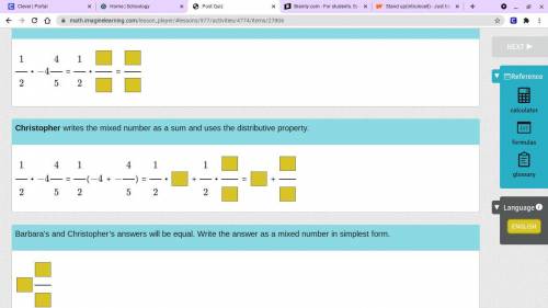 Two students use different methods to solve this multiplication problem:

1/2 ⋅ −4 4/5
Read each o