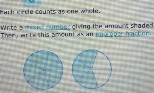 FRAUTIONS = Writing a mixed number and an improper fraction fo Each circle counts as one whole. Wri