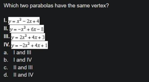 Which two parabolas have the same vertex?