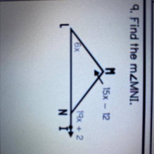 9. Find the mZMNI.
Exterior angle of triangles