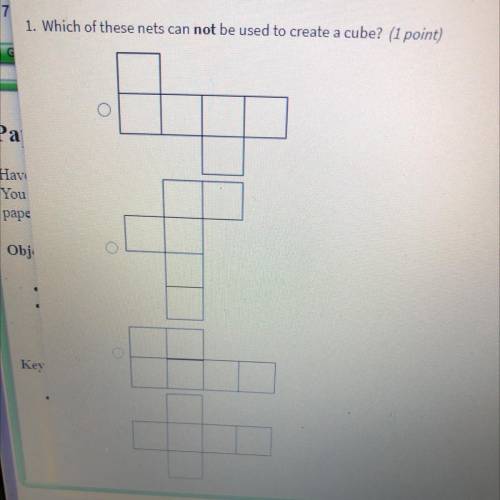 Which of these nets can not be used to create a cube?