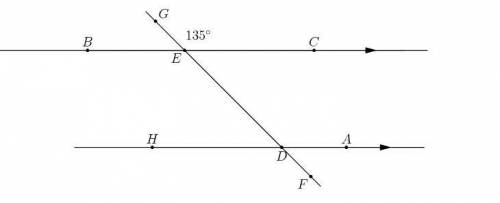 Yep here we go again :

In the diagram below lines HA and BC are parallel. If angle GEC = 135 what