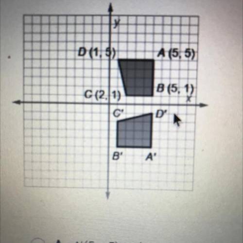 Quadrilateral ABCD is rotated 90° about the origin. What are the coordinates of quadrilateral A’B’C