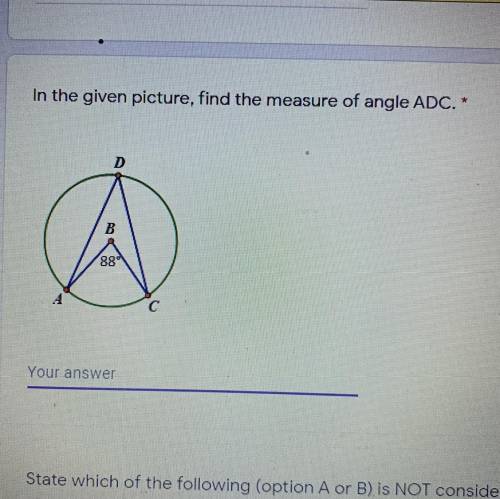 In the given picture, find the measure of angle ADC.