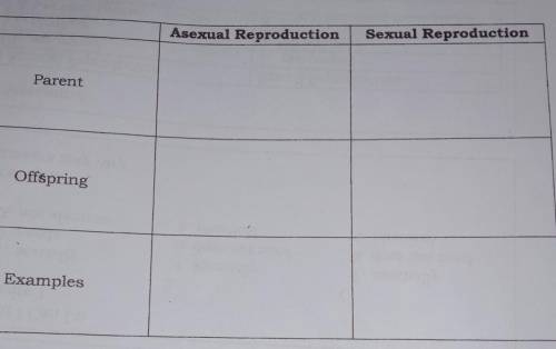 I WILL GIVE BRAINLEYES Fill in the table by comparing each characteristic of asexual and sexual

r