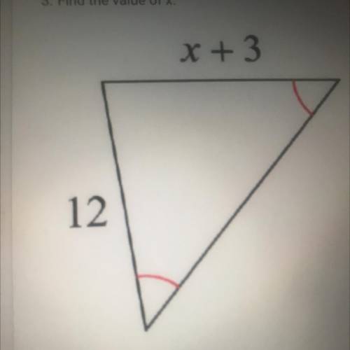 Find the value of x.
x + 3
12