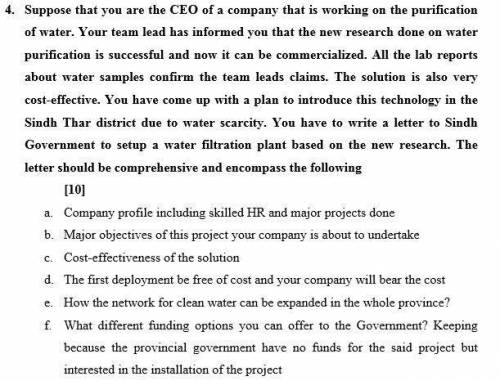 Write a letter to Sindh Government to setup a water filtration plant based on the new research