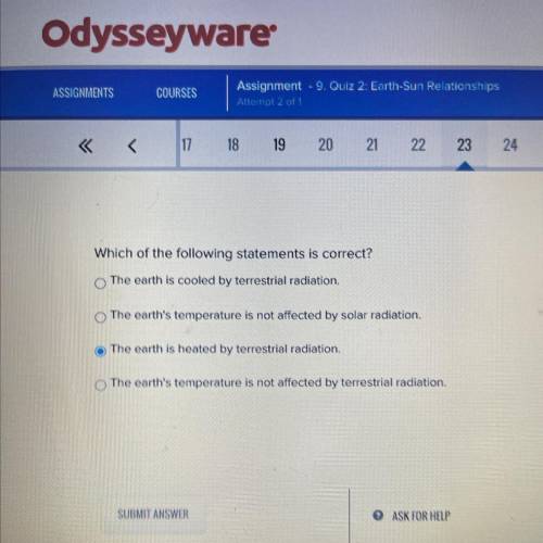 If you have done ODSSEYWARE please help

Which of the following statements is correct? 
1. The ear