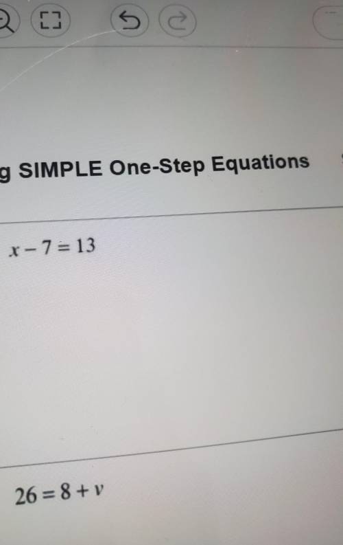 X-7=13one step equation