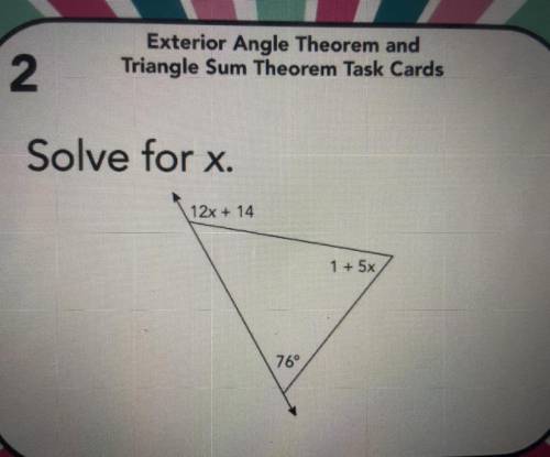 Exterior angle Theron and triangle sum mathematics task cards