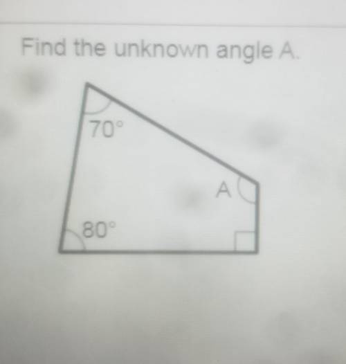 Find the unknown angle A