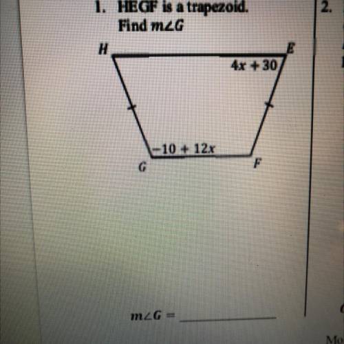 HEGF is a trapezoid 
find m
please help & tell me how u got ur answer !! thank u!
