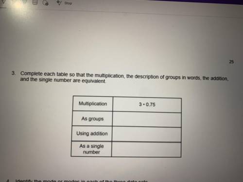 Please help me .. 3x0.75 
As groups 
Using addition 
As a single number