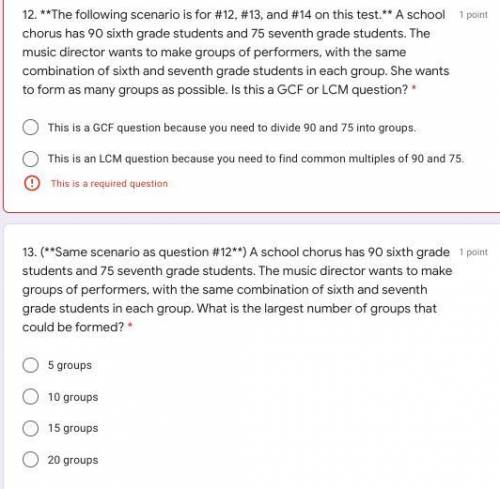 **The following scenario is for #12, #13, and #14 on this test.** A school chorus has 90 sixth grad