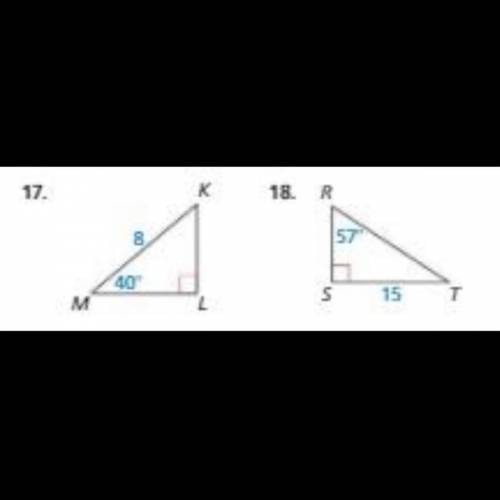 Help please with solving the right triangles