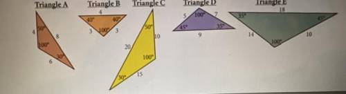Identify two pairs of similar triangles. Explain why they are similar.