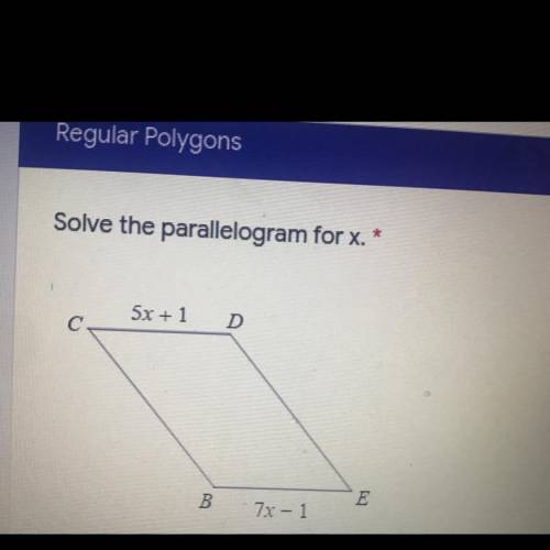 Solve the parallelogram for x