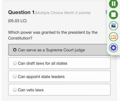 Which power was granted to the president by the Constitution?