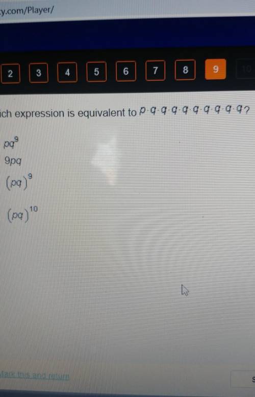 Which expression is equivalent to p x q x q x q x q x q x q x q x q ​