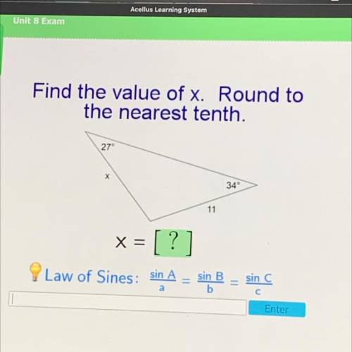 Find the value of x. Round to the nearest tenth: