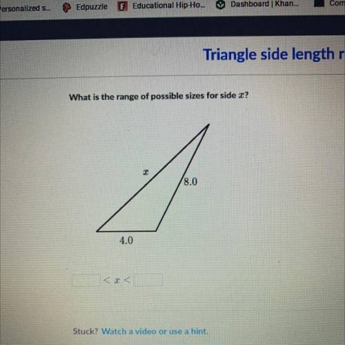 What is the range of possible side x?