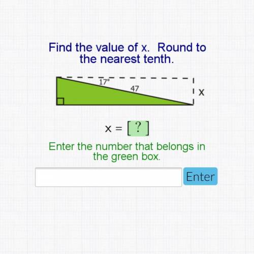 Find the value of x and round to the nearest tenth (geometry)